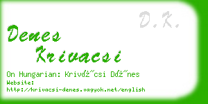 denes krivacsi business card